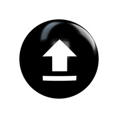 upload white icon on black glossy button in transparent