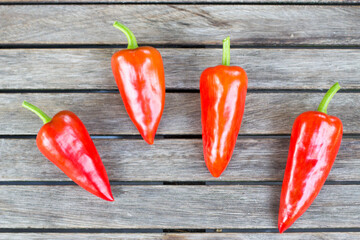 red hot chili peppers on wood