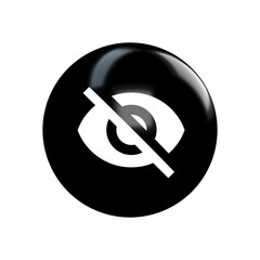 eye icon censored view on black button
