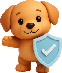 안심하는 귀여운 강아지 보호 캐릭터