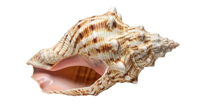 Single large tropical conch shell with pink interior for travel and decor isolated PNG with Transparent Background