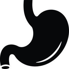Black Silhouette Icon of Human Stomach Digestive Organ Anatomy Vector