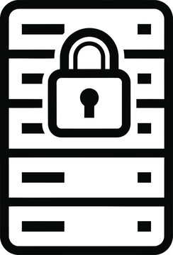 Secure Server Data Icon Black Glyph Vector Outline Database Protection