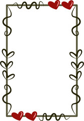 Rectangular Frame with Hearts and Vines