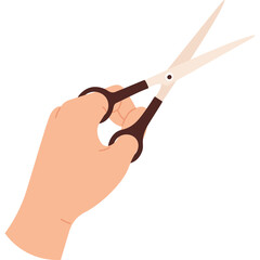 Hand Holding Scissors Open For Cutting Against Transparent Background