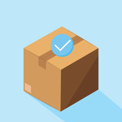 cardboard box on blue background