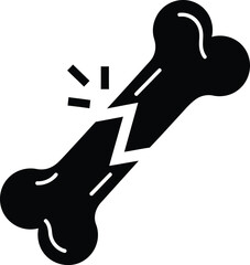 Broken Bone Fracture Solid Glyph Icon Vector Illustration