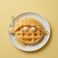Lazy Waffle – Waffle Sleeping Under Syrup Blanket