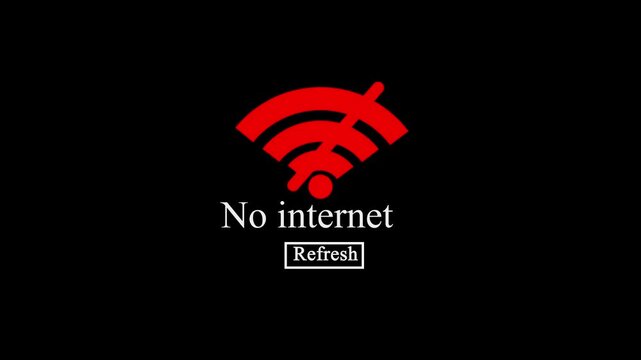 Wi-Fi icon with cross no no internet ,flat design style on white background. Glowing neon wifi error stoke icon animated no internet icon.4k motion.