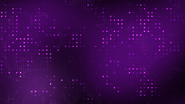 Purple abstract digital matrix background with glowing dots