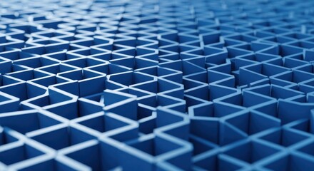 Abstract blue geometric lattice texture, perspective view, 3D rendered