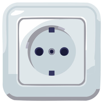Electrical socket cartoon illustration, electric outlet symbol in the wall