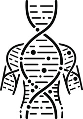 Genetics and Human Body Outline Icon Vector