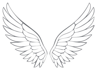 Obraz premium Elegant Angel Wings Illustration Design for Tattoos or Decorations Symbol of Freedom and Spirituality