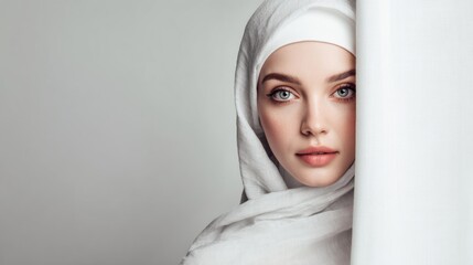 Woman wearing headscarf closeup