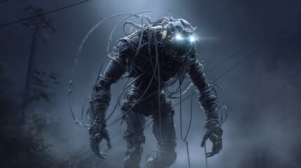 Dark futuristic mechanical creature