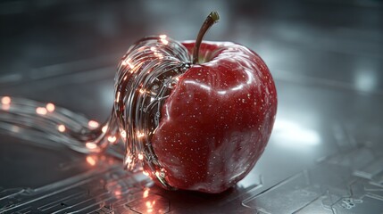 Red apple with embedded lights