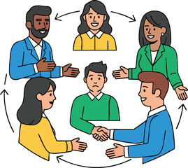 Teamwork and collaboration in a diverse business environment.