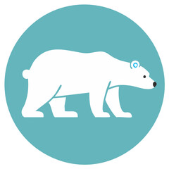 White Polar Bear Icon in Light Blue Circle Arctic Wildlife Concept