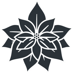 Elegant dark silhouette of poinsettia flower illustration for Christmas holiday and winter season