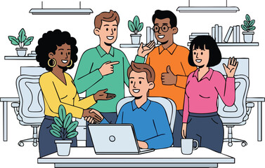 Teamwork and collaboration in a modern office environment.