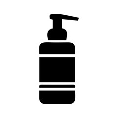 Black Silhouette Soap Dispenser Icon Representing Hygiene and Hand Washing in Bathroom and Kitchen
