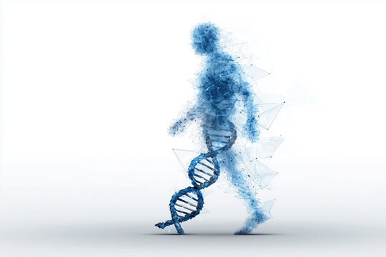 Mensch entsteht aus DNA &ndash; Symbol f&uuml;r Genetik, Evolution und Biotechnologie