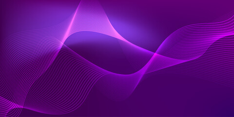 Soft gradient dark purple abstract background with flowing wavy lines.
