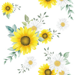 Sunflower seamless pattern