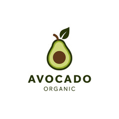 Minimalist Organic Avocado Logo with Leaf
