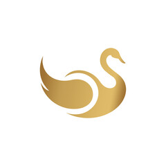 Abstract Golden Swan Logo for Luxury Branding