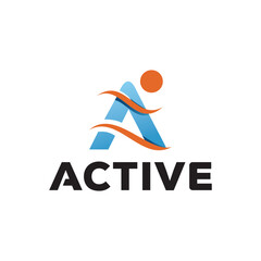 Letter A Active logo vector people logo.