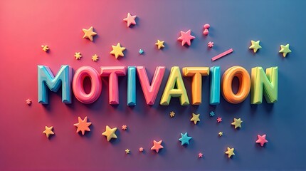 Ignite your drive with vibrant, colorful "Motivation" lettering and playful stars, perfect for inspiring success and achievement