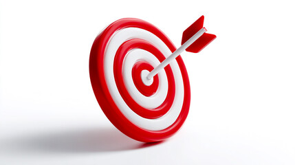 3D icon of a red and white target with an arrow, on a white background