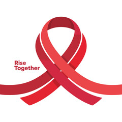 rise together ribbon banner, sweeping loop graphic, collective support theme, charitable wellness message, hopeful health campaign vector illustration