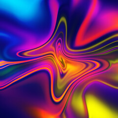 Vibrant Abstract Liquid Chroma Swirl Background with Neon Gradient Colors and Fluid Distortion