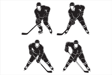 Fototapeta premium Ice Hockey Player Silhouette Vector Illustration
