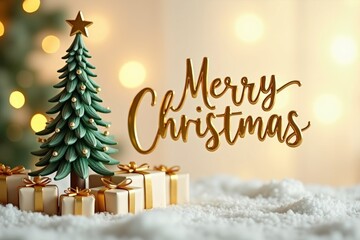 Holiday background Happy New Year 2026. Merry Christmas on bokeh festive sparkling background with Christmas tree. Space for text. AI