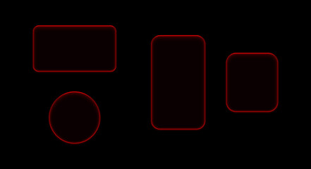 Dark Neon Geometry: Red Outline Shapes on Black Background