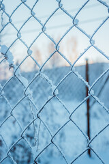 winter chain link fence