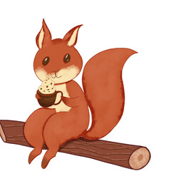 Cute squirrel holding hot chocolate illustration
