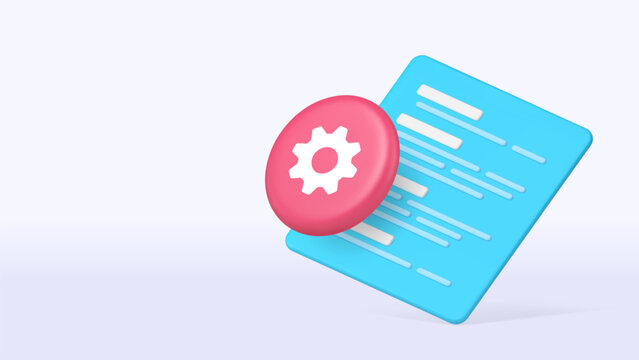 Coding programming computer software development 3d icon banner copy space vector illustration. Information technology code script engineering settings configuration cyberspace network encryption
