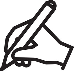 Hand holding pen writing signing document creating content illustration design  silhouette vector
