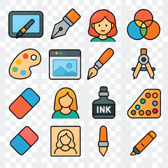 Artistic tools and elements for creative design and illustration.