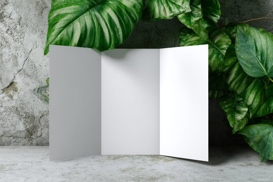 White Trifold Brochure Flyer Mockup
