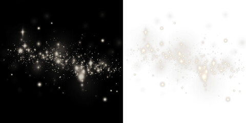Sparkling starry overlay illustration with shimmering lights on contrasting black and white backgrounds, ideal for creative projects and design applications