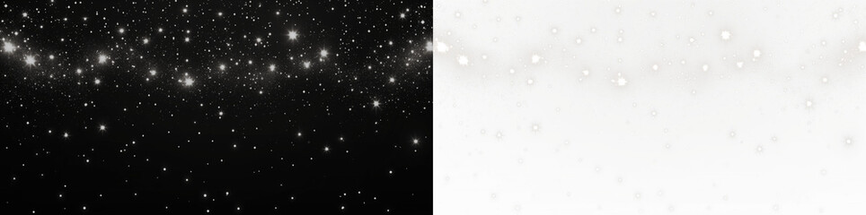 Black and white PNG overlay featuring sparkling stars and soft bokeh effects, creating a dreamy atmosphere for creative design projects and visual storytelling