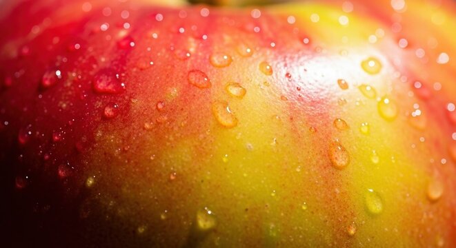 Extreme realistic macro photo of Vibrant Glow apple Skin Background Design
