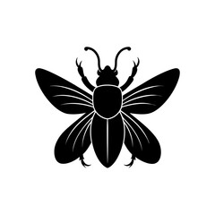 Silhouette of a stylized black bee on transparent background