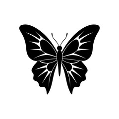 Silhouette of a butterfly with wings on transparent background